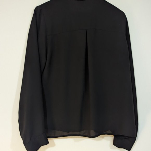 Top Shop Black Wrapover Blouse with Collar s: 12/L - Picture 4 of 13